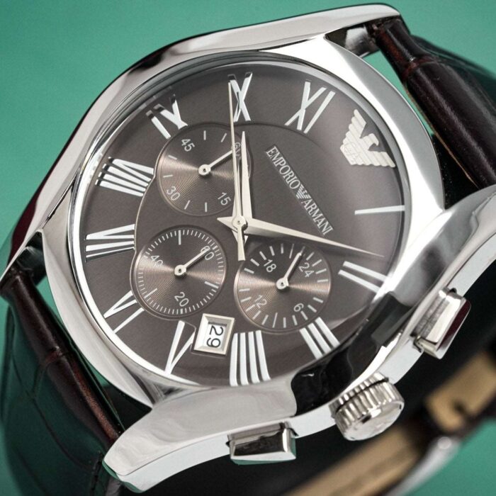 Emporio Armani Men's Valente Brown Dial Chronograph Watch with Leather Strap - AR0671 - Image 2